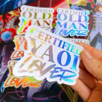 Image 4 of Gold/silver holographic foil sticker for certified yaoi, yuri, or old man lovers