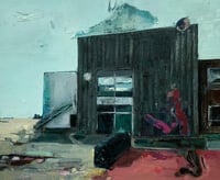 Image 1 of Painting / maleri / "ISLANDS BRYGGE – Malerdrømme og tankestreger – Skolegården II" / 50x60 cm