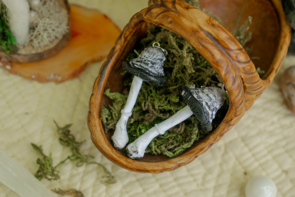 Image of Shaggy Mane Mushroom Earrings