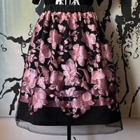 Image 1 of Mauve/Black Lace Overlay Skirt