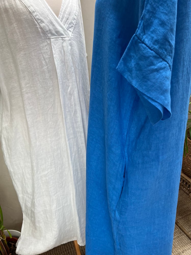 Image of Robe En Lin Diane Bleu Céleste
