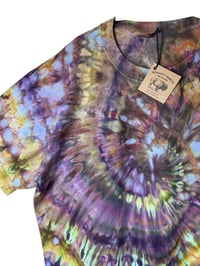 Image 6 of XXL Adult Combed Cotton Tee in Earthy Cool Spiral Ice Dye