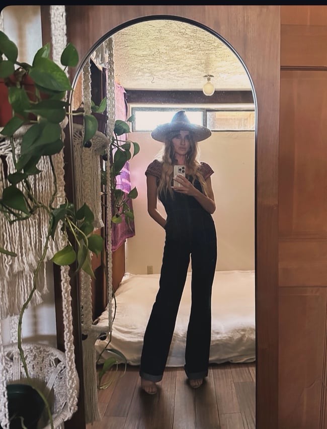 early 70s dark denim zip up overalls 