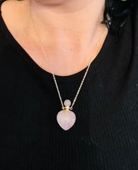 Image 3 of Rose Quartz Essential Oil Heart Necklace 