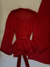 early 1970s OSSIE CLARK scarlet moss crepe trouser suit