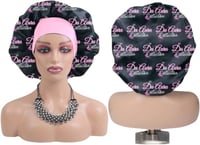 PINK & BLACK SATIN BONNET WITH LOGO