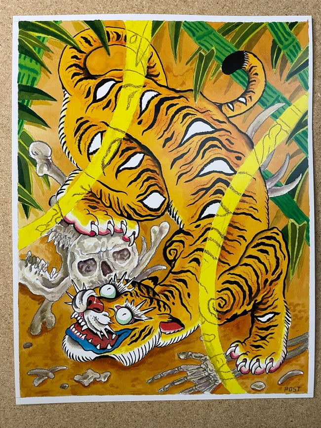 Tiger and skull
