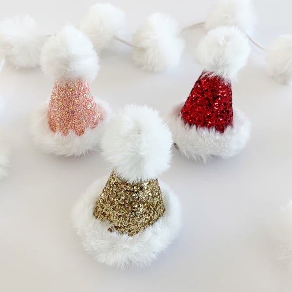 Image of Glitter Santa Hat Hair Clip 