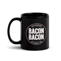 Image 2 of Bacon Bacon Logo 11 oz Black Mug