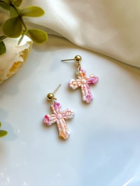Floral Cross Every pair will be different/ matched at its best)