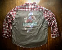 Upcycled “La Vie Bohéme” t-shirt flannel