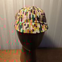 Image 2 of Cotton cycling cap - geometric multicoloured lines