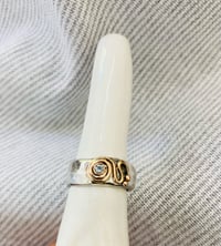 Image 3 of Rose gold stg silver and aquamarine ring.