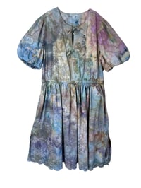 Image 2 of 2X/3X Plus 100% Cotton Eyelet Midi Dress in Muted Earth Tones Ice Dye