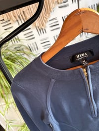 Image 2 of Blue zipper crop sweater 