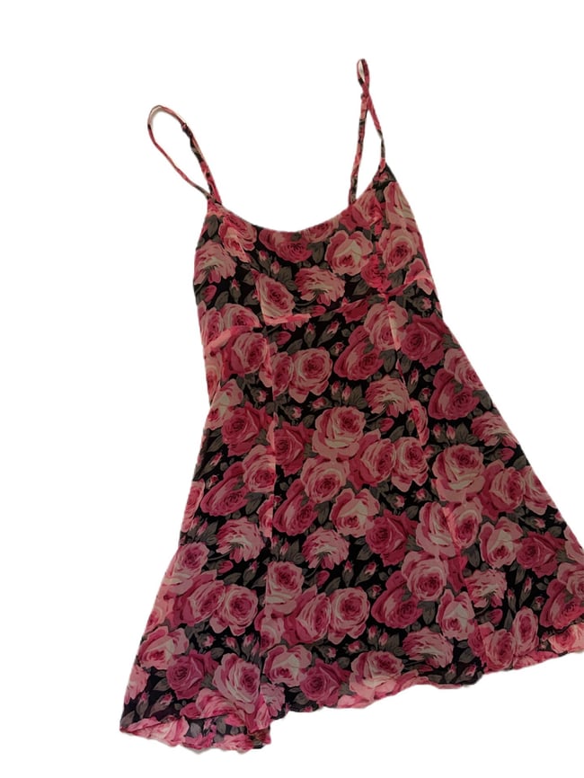 90s  Betsey Johnson New York black label rose slip dress