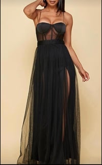 Image 3 of Chain Strap Bra Corset Maxi split Dress