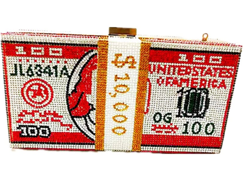 Image of Money Clutch Purses for Women, Stack of Cash Dollars Crystal Clutch Purses