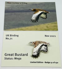 Image 1 of Great Bustard - No.71 - November 2021 - UK Birding Pins