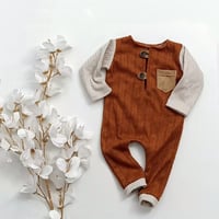 Image 1 of Newborn boys romper Federico | rusty and beige