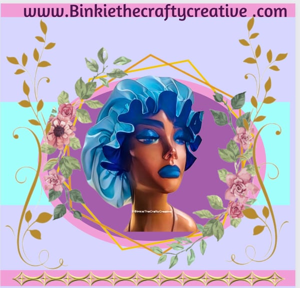 Image of Turquoise/Teal Reversible Satin Sleeping Bonnet 