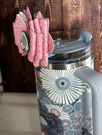 Image 2 of Blue Dream Flower Tumbler Straw Topper Bow