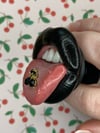 PHONE GRIP - Black Lips With Gold And Black Rhinestone Cherries