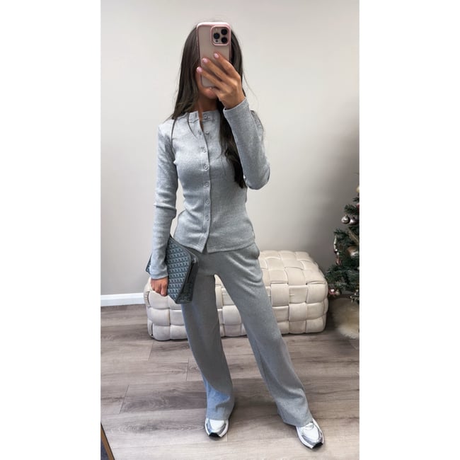Grey Ribbed Co Ord 