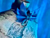 Metallic Blue Bat Tie Collar  