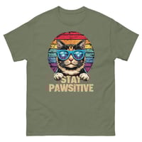 Image 8 of Stay Pawsitive Cat Shirt – Funny Retro Cat Graphic Unisex T-Shirt | Cute Positive Cat Lover Tee