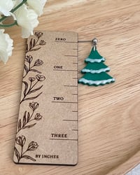 Image 4 of Snowy Pine Tree Holiday Earrings 
