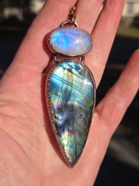 Image 2 of Electroformed extra large labradorite and moonstone necklace
