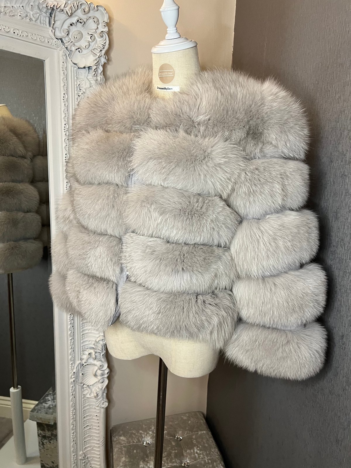 Light grey fur on sale jacket