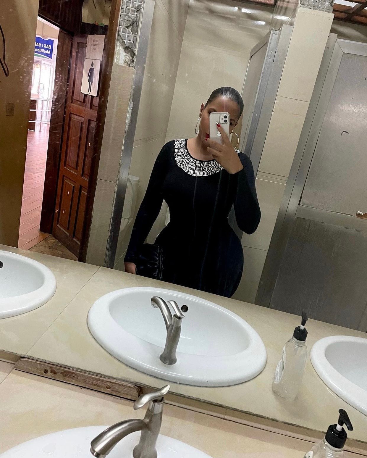 Image of H&M EMBROIDERED NECKLINE MINI DRESS 