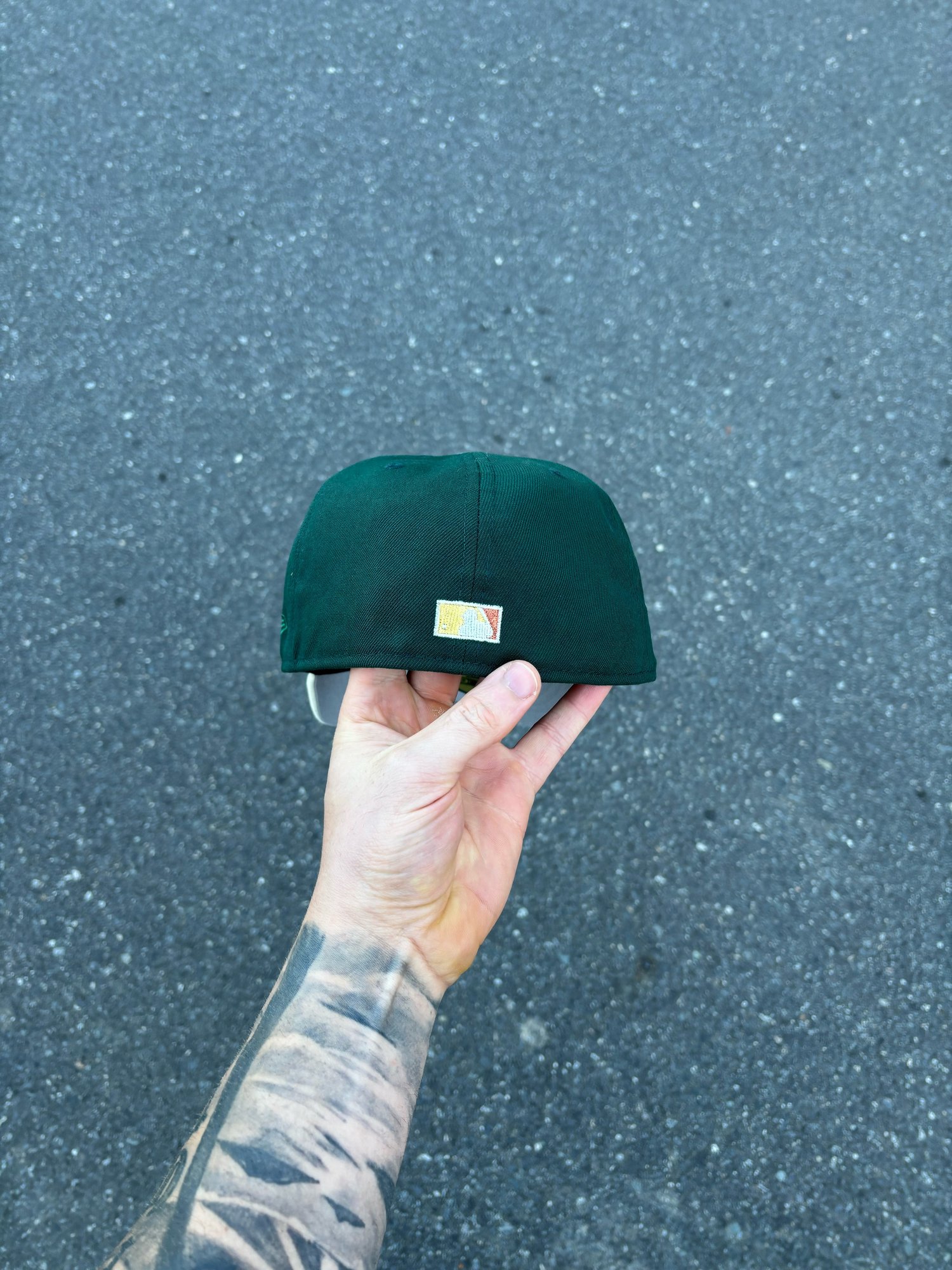 Image of OFF WHITE VISOR FOREST GREEN COLORADO ROCKIES CUSTOM FITTED CAP