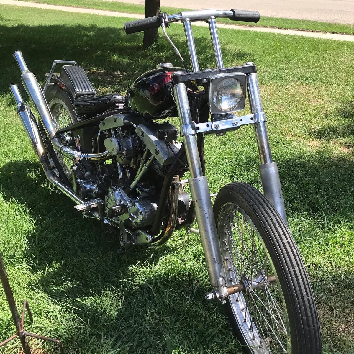 Stainless Extended Cast Riser With Chrome Drag Bar | Vitzyboys Choppers