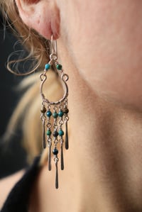 Image 4 of Sterling Silver Turquoise Chandelier Earrings