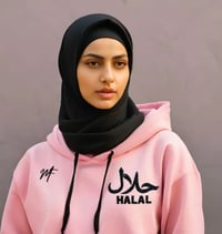 Image 3 of Mast3r Fashion pink halal hoodie (black & white)