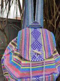 Image 3 of MALIA Mexican Baja woven fabric Backpack -purples
