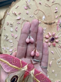 Image 3 of Simple Rhodochrosite Gem Drop Earrings