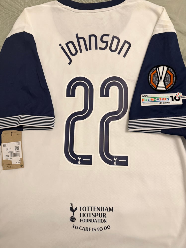 Image of PRE ORDER: NEW Tottenham Hotspur “JOHNSON 22” 2024/25 Home Europa Final Shirt (XXL)