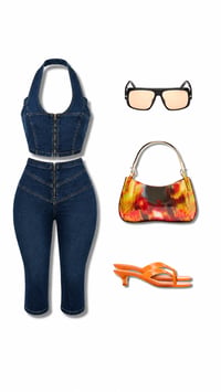 Image 2 of Denim Heat Capri Set