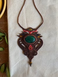 Image 1 of macrame necklace with peruvian turquoise 