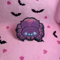 Image 3 of Fuzzy Purple Tarantula  - 3.5 Inch - Embroidered, Iron-On Patch