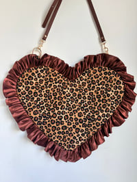 Image 2 of Leopard Heart Crossbody Bag – Bronze Satin Ruffle 🤎