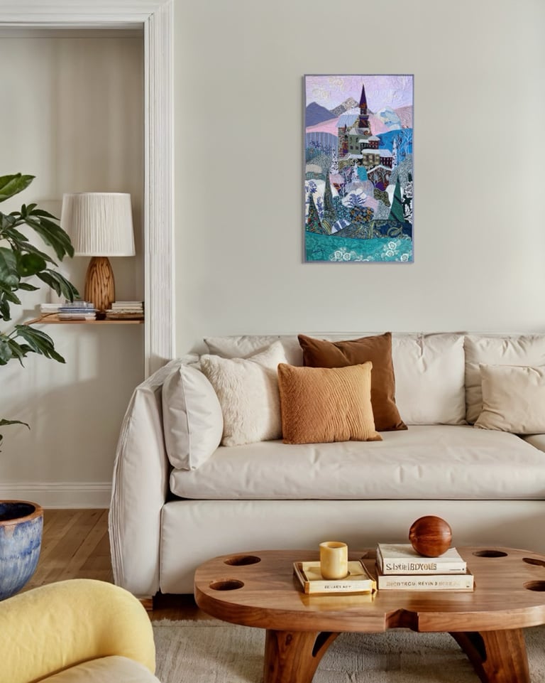 Elsa's Castle - art quilt painting, 77х45 cm Image 14