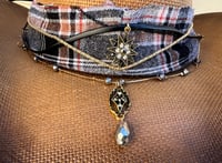 Image 3 of Two Tone Brown Cowboy Hat Bandanna and Layered Crystal Band 