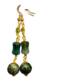 Image 1 of CHUNKY  | TURQUOISE BAMBOO JADE BABY PERIDOT Earrings 