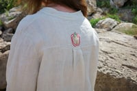 Image 5 of ‘Garden salad’ 100% made in Italy linen shirt with hand embroidery 