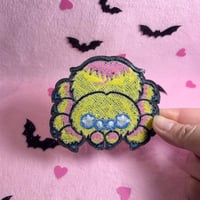 Image 2 of Fuzzy Yellow Tarantula  - 3.5 Inch - Embroidered, Iron-On Patch